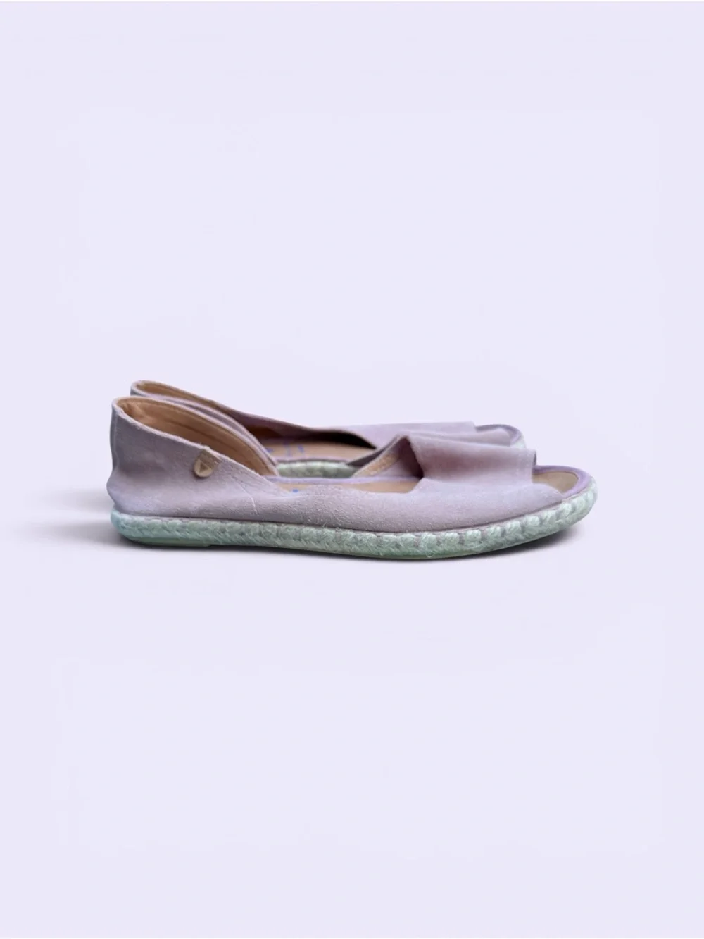 Verbenas Cruz Pink Suede Peep Toe Espadrille Flats